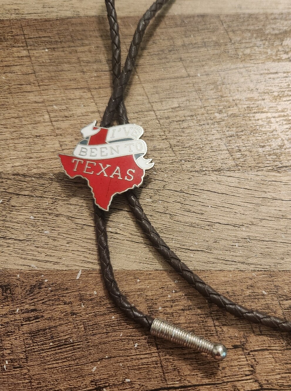 Mafco Vintage I've Been to Texas Red State-Shaped Bolo Tie